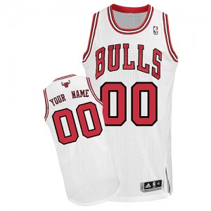 Chicago Bulls Authentic Personnalisé Home Maillot d'équipe de NBA - Blanc pour Enfants