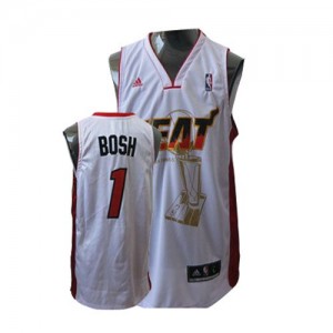 Miami Heat Chris Bosh #1 Championship Swingman Maillot d'équipe de NBA - Blanc pour Homme