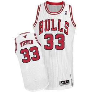 Maillot NBA Chicago Bulls #33 Scottie Pippen Blanc Adidas Authentic Home - Homme