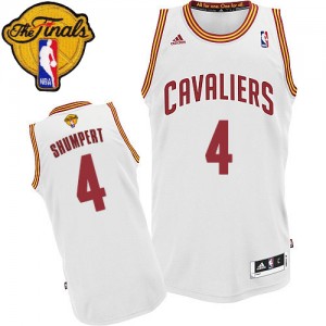 Maillot NBA Blanc Iman Shumpert #4 Cleveland Cavaliers Home 2015 The Finals Patch Swingman Homme Adidas