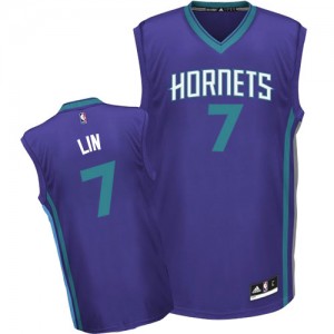 Maillot Adidas Violet Alternate Authentic Charlotte Hornets - Jeremy Lin #7 - Homme