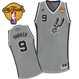 San Antonio Spurs Tony Parker #9 Alternate Finals Patch Swingman Maillot d'équipe de NBA - Gris argenté pour Enfants