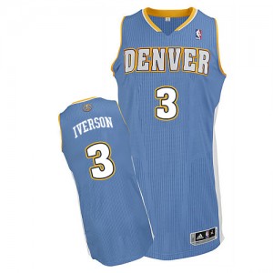 Maillot Adidas Bleu clair Road Authentic Denver Nuggets - Allen Iverson #3 - Homme