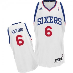 Maillot NBA Philadelphia 76ers #6 Julius Erving Blanc Adidas Swingman Home - Homme