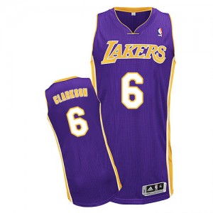 Los Angeles Lakers #6 Adidas Road Violet Authentic Maillot d'équipe de NBA prix d'usine en ligne - Jordan Clarkson pour Homme