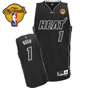 Maillot NBA Noir Chris Bosh #1 Miami Heat Shadow Finals Patch Authentic Homme Adidas
