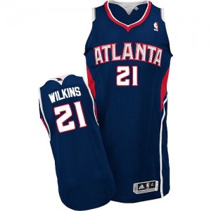 Maillot Authentic Atlanta Hawks NBA Road Bleu marin - #21 Dominique Wilkins - Homme