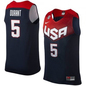Maillot NBA Team USA #5 Kevin Durant Bleu marin Nike Authentic 2014 Dream Team - Homme