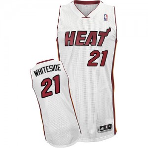 Maillot NBA Blanc Hassan Whiteside #21 Miami Heat Home Authentic Homme Adidas