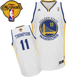 Maillot NBA Golden State Warriors #11 Klay Thompson Blanc Adidas Swingman Home 2015 The Finals Patch - Homme
