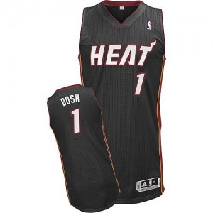 Maillot NBA Noir Chris Bosh #1 Miami Heat Road Authentic Homme Adidas