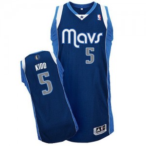 Maillot NBA Dallas Mavericks #5 Jason Kidd Bleu marin Adidas Authentic Alternate - Homme