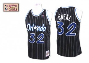 Maillot NBA Orlando Magic #32 Shaquille O'Neal Noir Mitchell and Ness Authentic Throwback - Homme