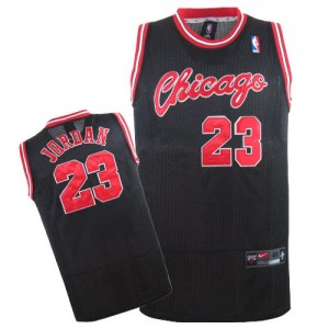 Maillot NBA Chicago Bulls #23 Michael Jordan Noir Nike Authentic Crabbed Typeface Throwback - Homme