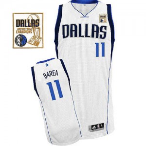 Maillot NBA Blanc Jose Barea #11 Dallas Mavericks Home Champions Patch Swingman Homme Adidas
