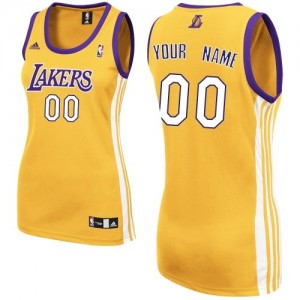 Maillot NBA Or Swingman Personnalisé Los Angeles Lakers Home Femme Adidas