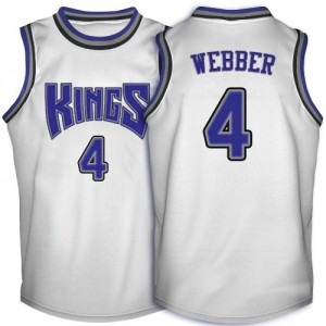 Maillot NBA Sacramento Kings #4 Chris Webber Blanc Adidas Authentic Throwback - Homme