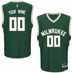 Maillot NBA Vert Authentic Personnalisé Milwaukee Bucks Road Homme Adidas