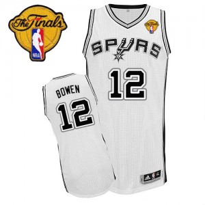 Maillot NBA San Antonio Spurs #12 Bruce Bowen Blanc Adidas Authentic Home Finals Patch - Homme