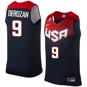 Team USA Nike DeMar DeRozan #9 2014 Dream Team Authentic Maillot d'équipe de NBA - Bleu marin pour Homme