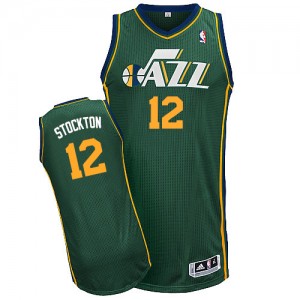 Utah Jazz #12 Adidas Alternate Vert Authentic Maillot d'équipe de NBA la vente - John Stockton pour Homme