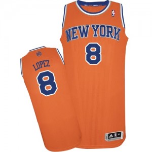 New York Knicks Robin Lopez #8 Alternate Authentic Maillot d'équipe de NBA - Orange pour Femme
