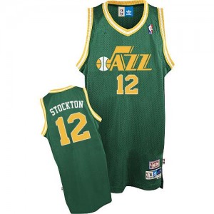 Utah Jazz #12 Adidas Throwback Vert Authentic Maillot d'équipe de NBA Vente pas cher - John Stockton pour Homme