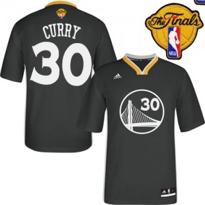 Maillot Adidas Noir Alternate 2015 The Finals Patch Authentic Golden State Warriors - Stephen Curry #30 - Homme