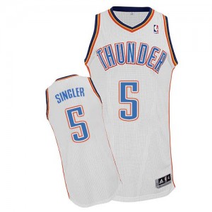 Oklahoma City Thunder #5 Adidas Home Blanc Authentic Maillot d'équipe de NBA Remise - Kyle Singler pour Homme