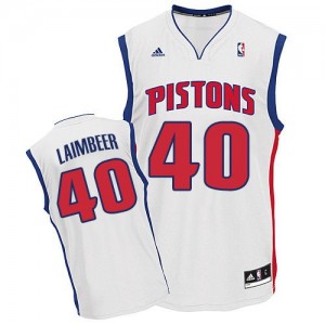 Detroit Pistons #40 Adidas Home Blanc Swingman Maillot d'équipe de NBA prix d'usine en ligne - Bill Laimbeer pour Homme