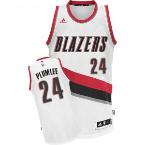 Maillot NBA Portland Trail Blazers #24 Mason Plumlee Blanc Adidas Swingman Home - Homme