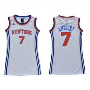 New York Knicks #7 Adidas Dress Blanc Swingman Maillot d'équipe de NBA la meilleure qualité - Carmelo Anthony pour Femme