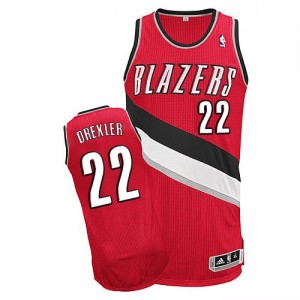 Maillot NBA Authentic Clyde Drexler #22 Portland Trail Blazers Alternate Rouge - Homme