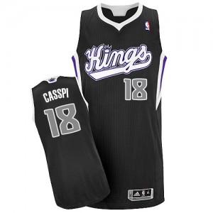 Sacramento Kings #18 Adidas Alternate Noir Authentic Maillot d'équipe de NBA Prix d'usine - Omri Casspi pour Homme