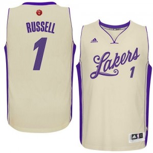 Maillot Adidas Blanc 2015-16 Christmas Day Swingman Los Angeles Lakers - D'Angelo Russell #1 - Homme