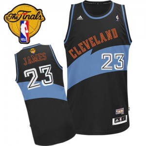 Maillot NBA Cleveland Cavaliers #23 LeBron James Noir Adidas Authentic ABA Hardwood Classic 2015 The Finals Patch - Homme