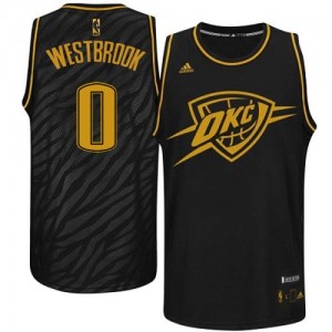 Maillot Authentic Oklahoma City Thunder NBA Precious Metals Fashion Noir - #0 Russell Westbrook - Homme