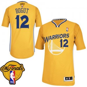Maillot NBA Golden State Warriors #12 Andrew Bogut Or Adidas Authentic Alternate 2015 The Finals Patch - Homme
