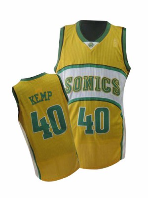 Maillot Adidas Jaune Throwback SuperSonics Authentic Oklahoma City Thunder - Shawn Kemp #40 - Homme