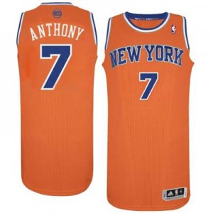 New York Knicks Carmelo Anthony #7 Alternate Authentic Maillot d'équipe de NBA - Orange pour Homme