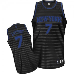 New York Knicks Carmelo Anthony #7 Groove Authentic Maillot d'équipe de NBA - Gris noir pour Homme