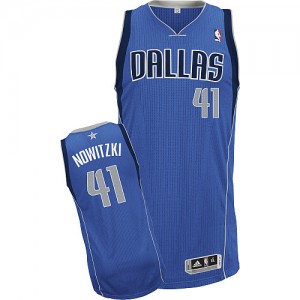 Maillot NBA Authentic Dirk Nowitzki #41 Dallas Mavericks Road Bleu royal - Homme