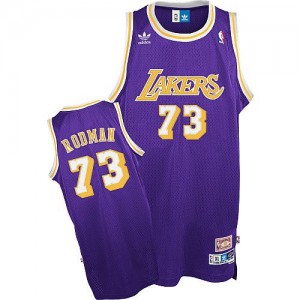 Maillot NBA Los Angeles Lakers #73 Dennis Rodman Violet Mitchell and Ness Swingman Throwback - Homme