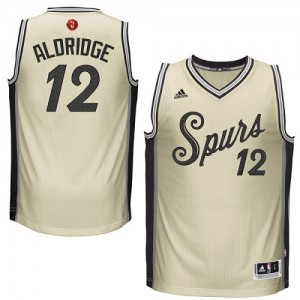 Maillot NBA Crème LaMarcus Aldridge #12 San Antonio Spurs 2015-16 Christmas Day Authentic Homme Adidas