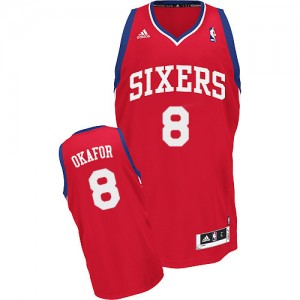 Maillot NBA Philadelphia 76ers #8 Jahlil Okafor Rouge Adidas Swingman Road - Homme