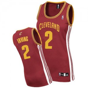 Maillot Adidas Vin Rouge Road Authentic Cleveland Cavaliers - Kyrie Irving #2 - Femme