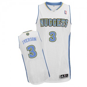 Denver Nuggets #3 Adidas Home Blanc Authentic Maillot d'équipe de NBA achats en ligne - Allen Iverson pour Homme