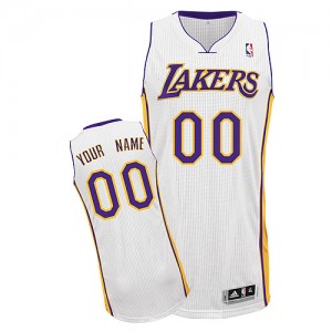 Maillot NBA Los Angeles Lakers Personnalisé Authentic Blanc Adidas Alternate - Enfants