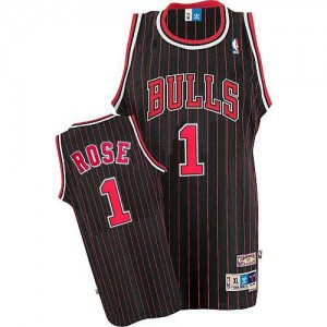 Maillot NBA Authentic Derrick Rose #1 Chicago Bulls Throwback Noir Rouge - Homme