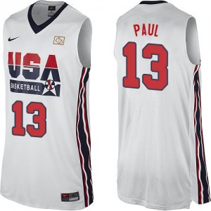 Team USA #13 Nike 2012 Olympic Retro Blanc Swingman Maillot d'équipe de NBA 100% authentique - Chris Paul pour Homme